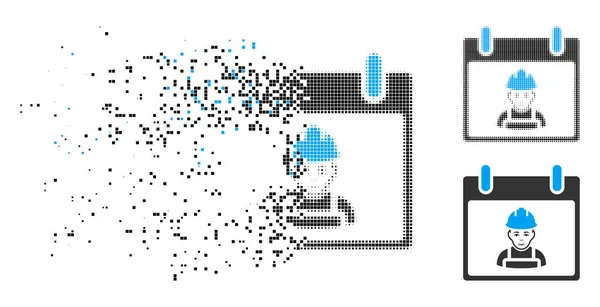 Złamania Pixelated półtonów pracownik kalendarza dzień ikona — Wektor stockowy