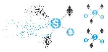 Noktalı yarım ton Cryptocurrency ağ simgesini dağınık