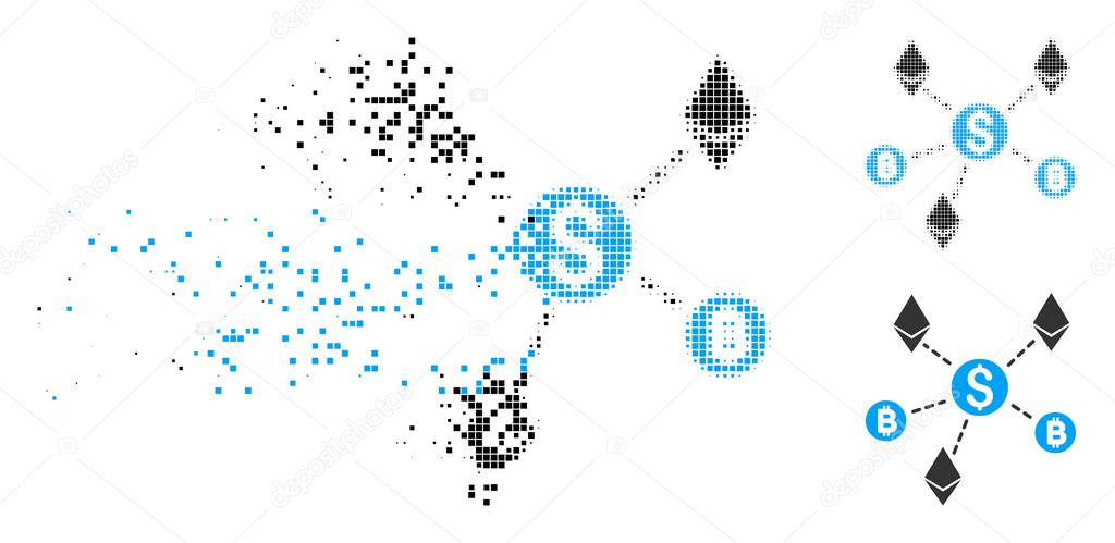 Dispersed Dotted Halftone Cryptocurrency Network Icon