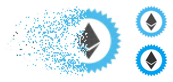 Geraspte korrelig halftoon Ethereum stempel Seal pictogram — Stockvector
