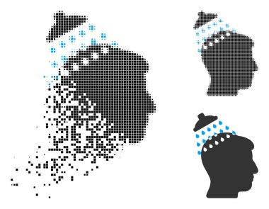 Simge hareketli Pixelated yarı ton kafa duş