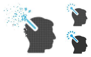Rendelenmiş Pixelated noktalı resim optik sinirsel arayüzü simgesi