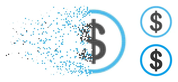 Dissolvendo Pixel meio-tom dinheiro ícone — Vetor de Stock