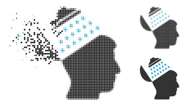 Toz piksel yarı ton Propaganda beyin duş simgesi