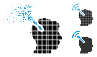 Pixelated yarı ton radyo sinirsel arayüzü simgesi dağılmakta