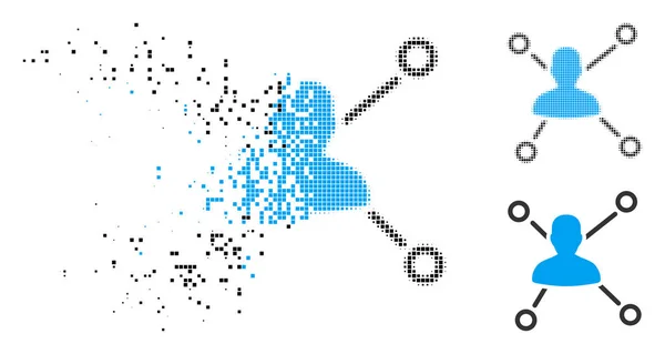 Fractured prickade halvton användare förbindelserna ikon — Stock vektor