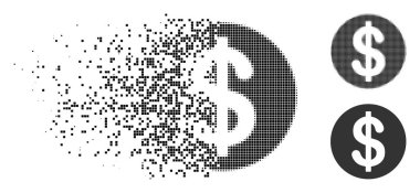 Pixelated yarı ton dolar sikke simge dağınık