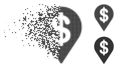 Piksel yarı ton doları harita işaretçi simgesi imha