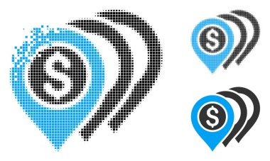 Ayrıştırılmış Pixelated yarı ton dolar işaretleri simgesi