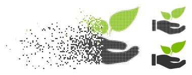 Kırık Pixelated yarı ton Eco başlangıç el simgesi