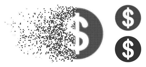 Icône de pièce de monnaie Pixelated demi-ton dispersée — Image vectorielle