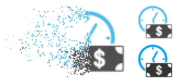 Icône de crédit Pixelated demi-teinte fragmentée Dollar — Image vectorielle