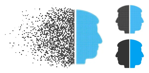 Icono de doble cara Pixelated semitono disuelto — Vector de stock