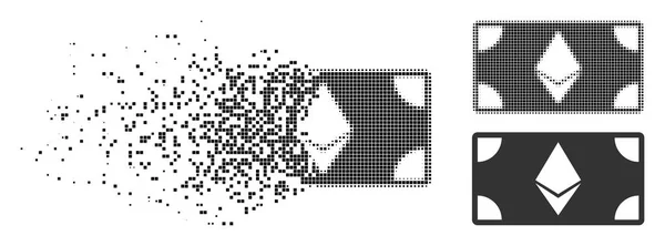 Растворение Pixelated Halftone Ethereum Banknote Icon — стоковый вектор