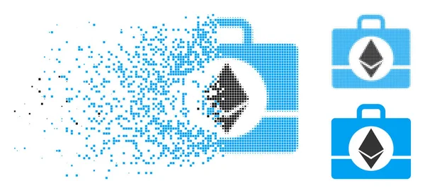 Pictogram van de allerlichtste pixels halftoon Ethereum geval — Stockvector