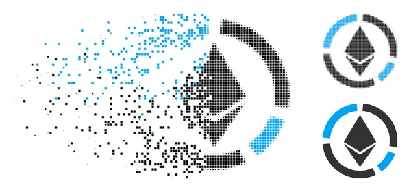 Vernachelde gestippelde halftoon Ethereum cirkel Diagram pictogram — Stockvector