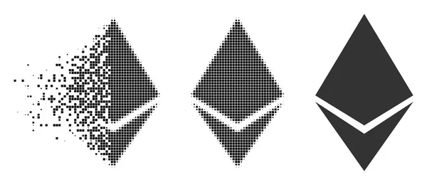 Opgesplitste Dot halftoon Ethereum Crystal Icon — Stockvector