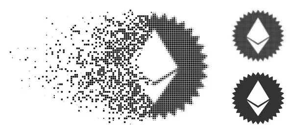 Gebrochenes Pixel-Halfton-Ethereum-Medaillensymbol — Stockvektor