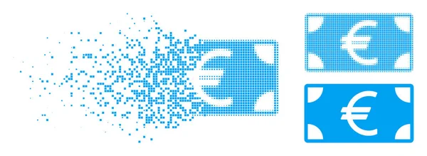 Pó Pixel Halftone Euro Ícone de Notas — Vetor de Stock