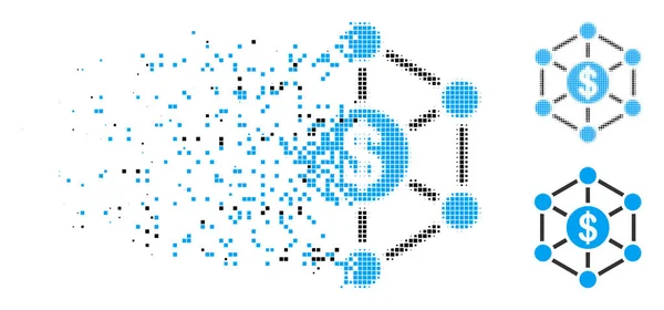 Dissipated Dot Halftone Financial Network Icon — Stock Vector