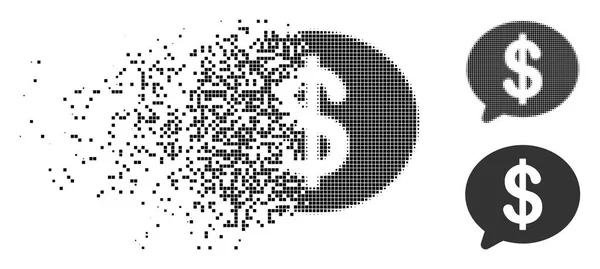 Deintegrating Dot Halftone Financial Message Icon — стоковый вектор