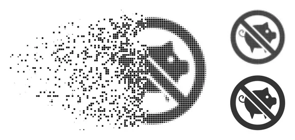 Pixel dispersé Halftone Interdit Cochon Icône — Image vectorielle