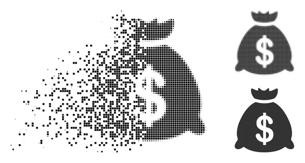 Aprító Dot félárnyék pénzt táska ikonra — Stock Vector