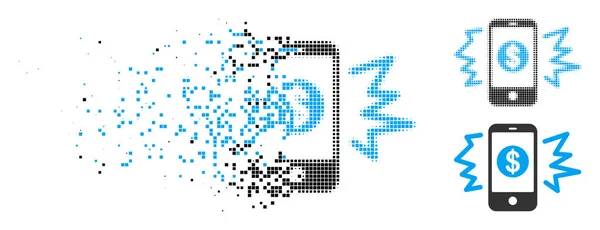 Dispersa Pixelated Halftone Pago Icono del anillo del teléfono — Vector de stock