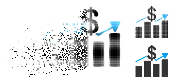 Přesun ikonu graf prodeje polotónů pixelů — Stockový vektor