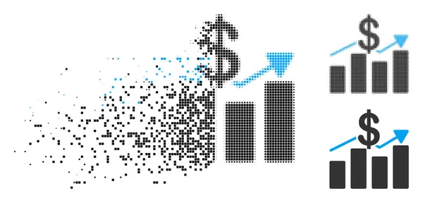 움직이는 픽셀 하프톤 판매 차트 아이콘 — 스톡 벡터