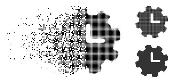 Icono de configuración de tiempo de medio tono de píxel disipado — Vector de stock