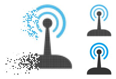 Ayrıştırılmış Pixelated yarı ton radyo oyun çubuğu simgesi