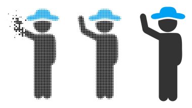 Dağınık Pixelated yarı ton beyefendi otostop simgesi