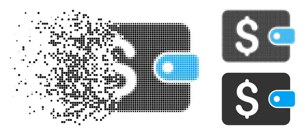 Znikające ikony portmonetka Pixelated półtonów — Wektor stockowy
