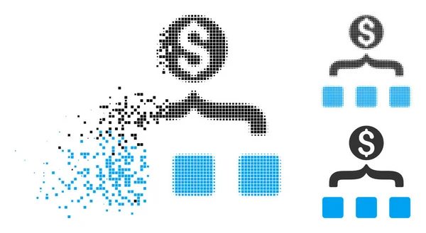 Désagrégation Pixel Halftone Money Aggregator Icône — Image vectorielle