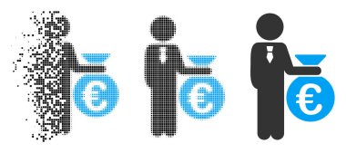 Nokta yarı ton Euro bankacı simgesi çözünmüş