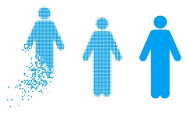 Harcanmış piksel yarı ton adam simgesi
