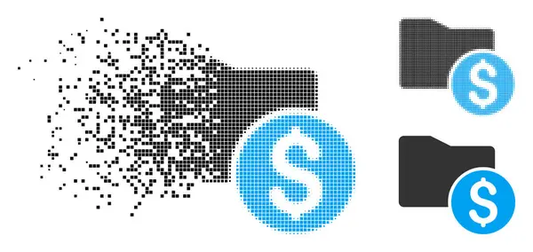 Desaparecendo Pixelated Halftone Money Folder Ícone — Vetor de Stock