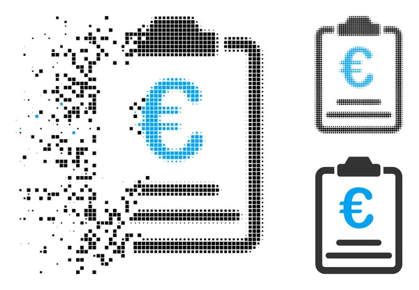 Fractured Pixelated Halftone Euro Prices Icon — Stock Vector
