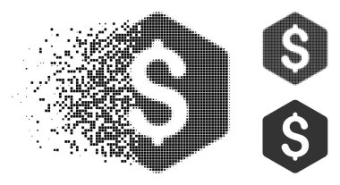 Ayrıştırılmış piksel yarı ton doları altıgen simgesi