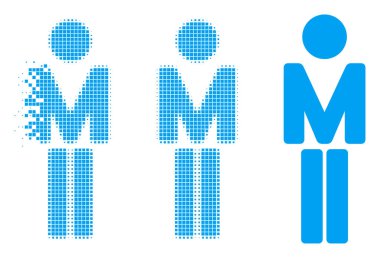 Ayrıştırılmış piksel yarı ton adam simgesi