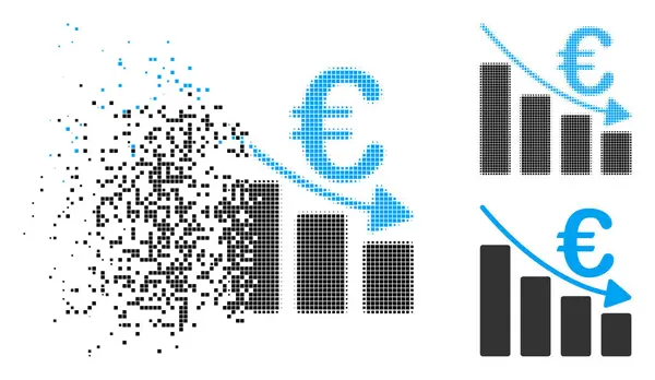 Dissolution Pixelated demi-ton Euro récession Bar Graphique Icône — Image vectorielle