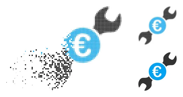 Eltűnő Pixel félárnyék Euro csavarkulcs ikonra — Stock Vector