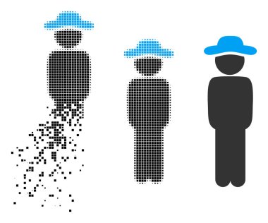 Beyefendi ayakta kutsal kişilerin resmi içinde parçalanmış, pixelated yarı ton ve özgün sürümleri. Adet beyefendi ayakta kutsal kişilerin resmi gözden kaybolmak vektör oluşur. Dikdörtgen scintillas kaybolan etkisi kullanır.