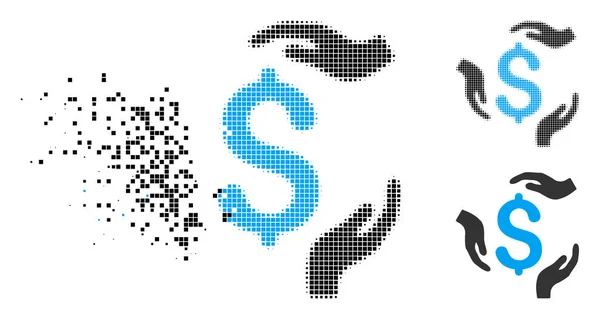 Aufgelöste Pixel-Halb-Dollar-Pflege-Hände-Symbol — Stockvektor