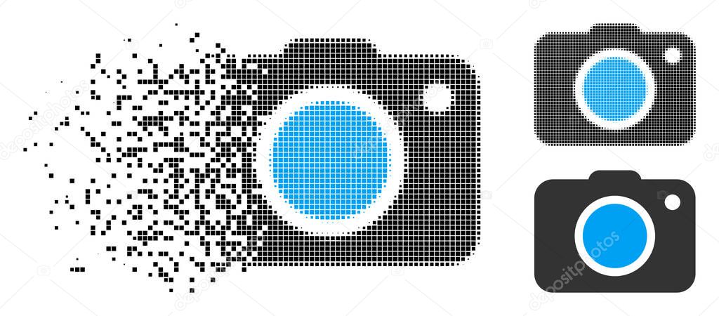 Dissipated Dotted Halftone Photo Camera Icon