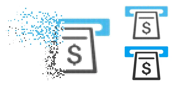 Icône endommagée de machine de trésorerie de demi-ton — Image vectorielle