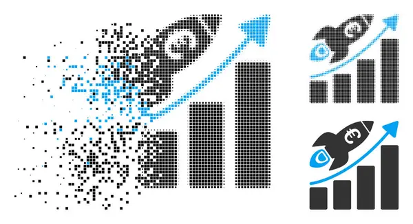 조각난된 점 하프톤 유로 성공 비즈니스 시작 아이콘 — 스톡 벡터