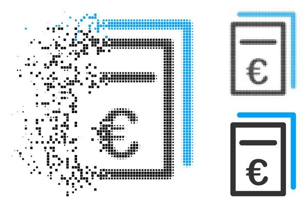 Растворенный Pixelated Halftone Euro Pricing Documents Icon
