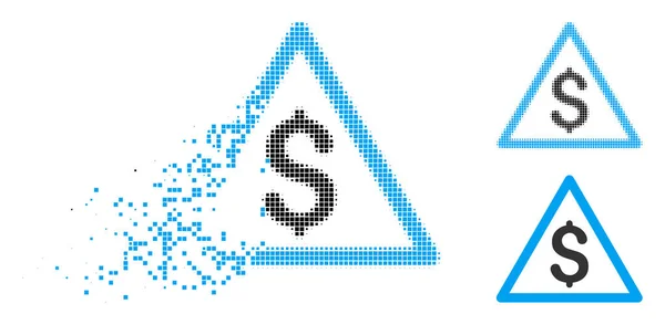 Предупреждение о переломе Pixelated Halftone Money Warning Icon — стоковый вектор